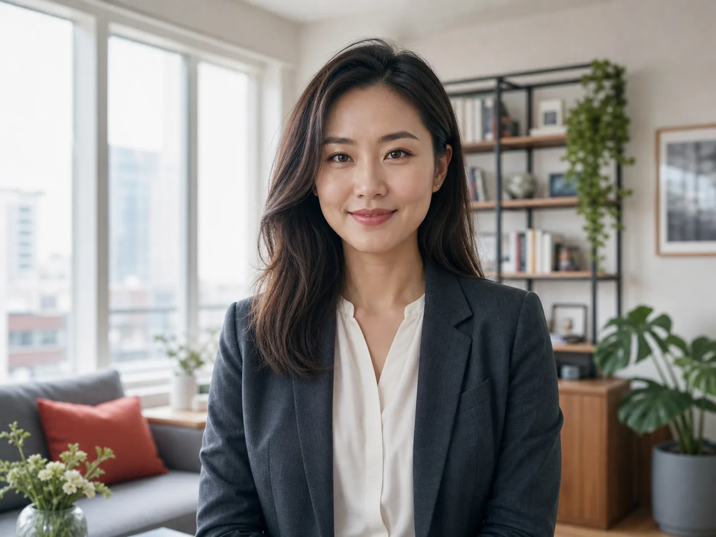 Portrait of Mira in a bright apartment